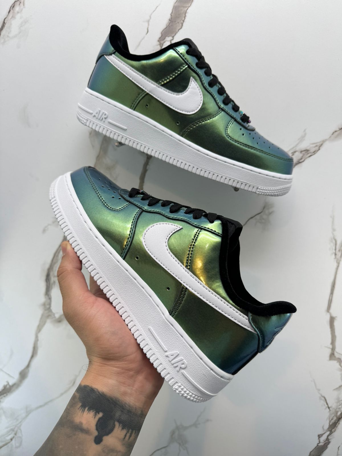 Tenis Nike Air Force Gris Con Verde Zapatillas NIKE Air Force '07
